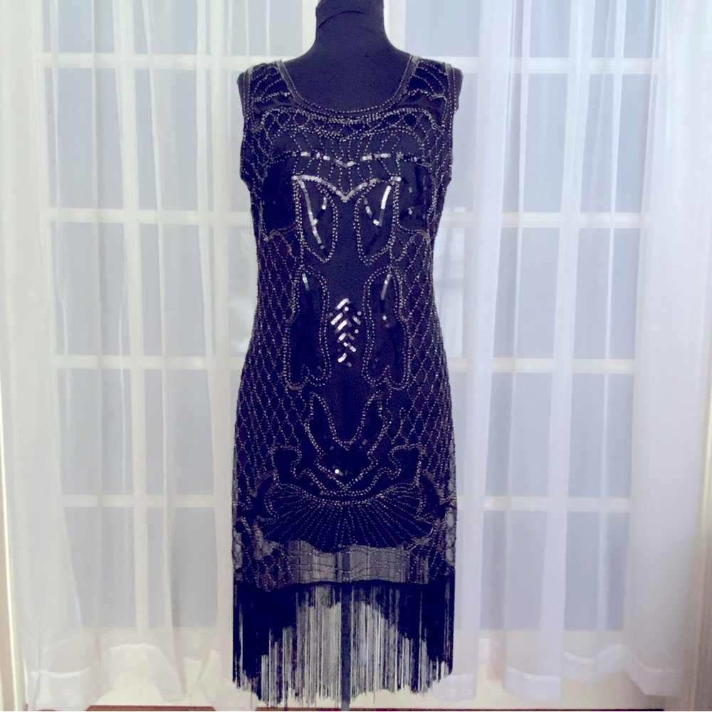 Vintage Beaded Fringe Cocktail/Flapper Dress